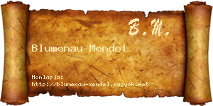 Blumenau Mendel névjegykártya